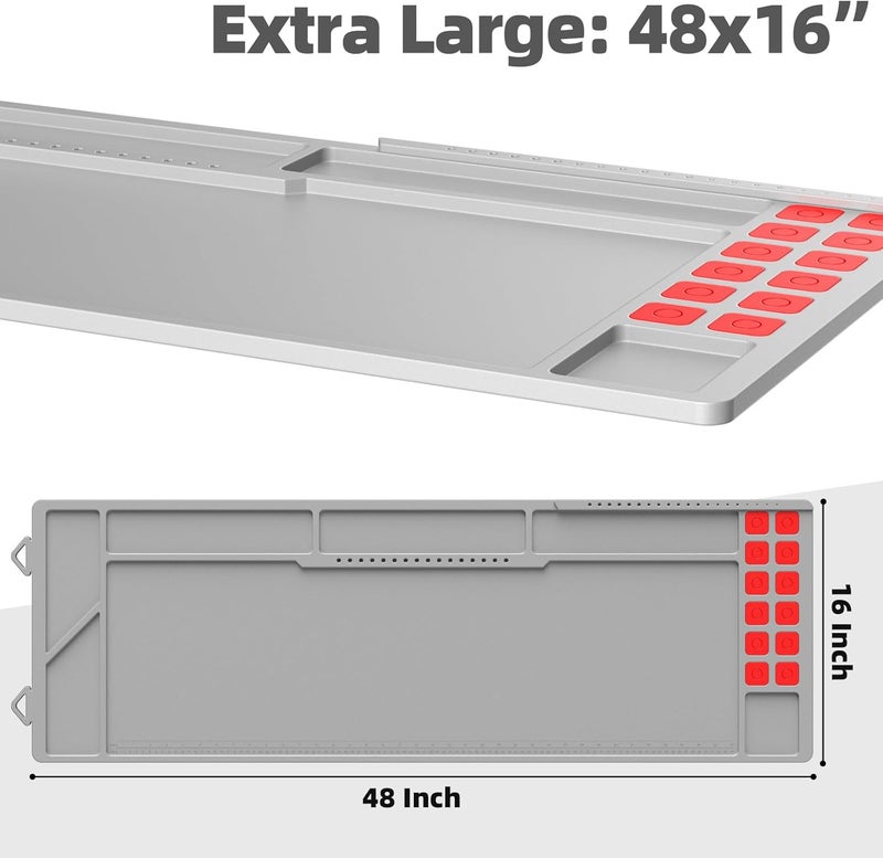 Magsaddle Large Gun Cleaning Mat for Rifle Shotgun Pistol, Magnetic Cleaning Pad for All Guns with Organizer Parts Tray and Built-in Ruler, Anti-Slip Thick Workbench Mat for Gun Maintenance - Image 5